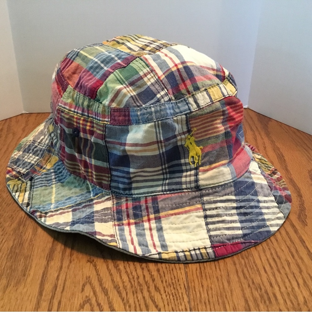 Vintage Polo by Ralph Lauren Reversible Bucket Hat, Green Plaid, Olive Green
